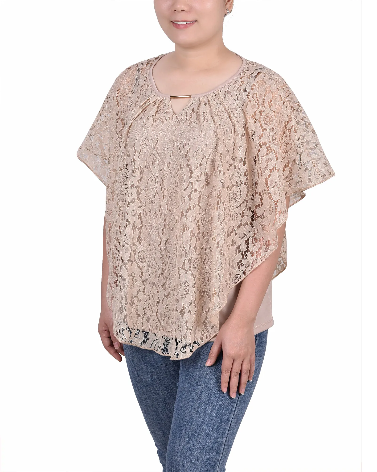 Lace Poncho With Bar