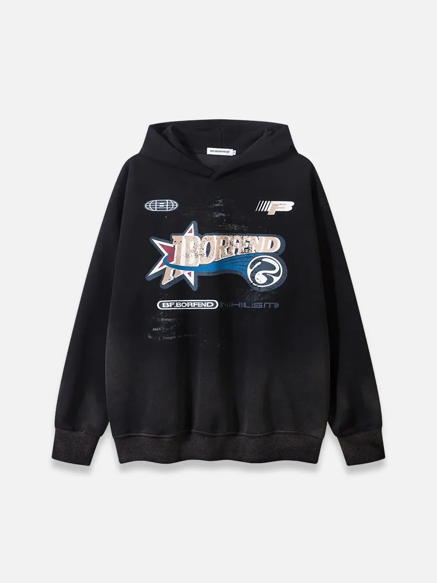 Letter Print Gradient Y2K Hoodie