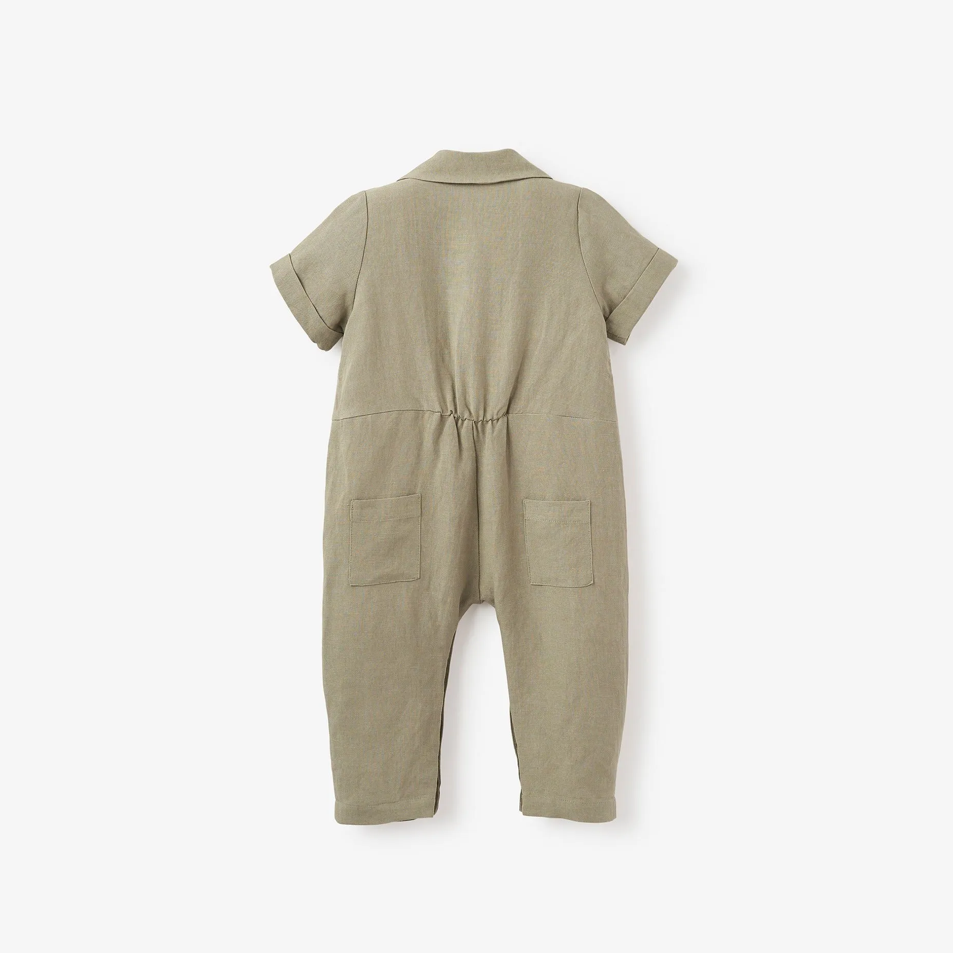 Linen Blend Patch Jumpsuit