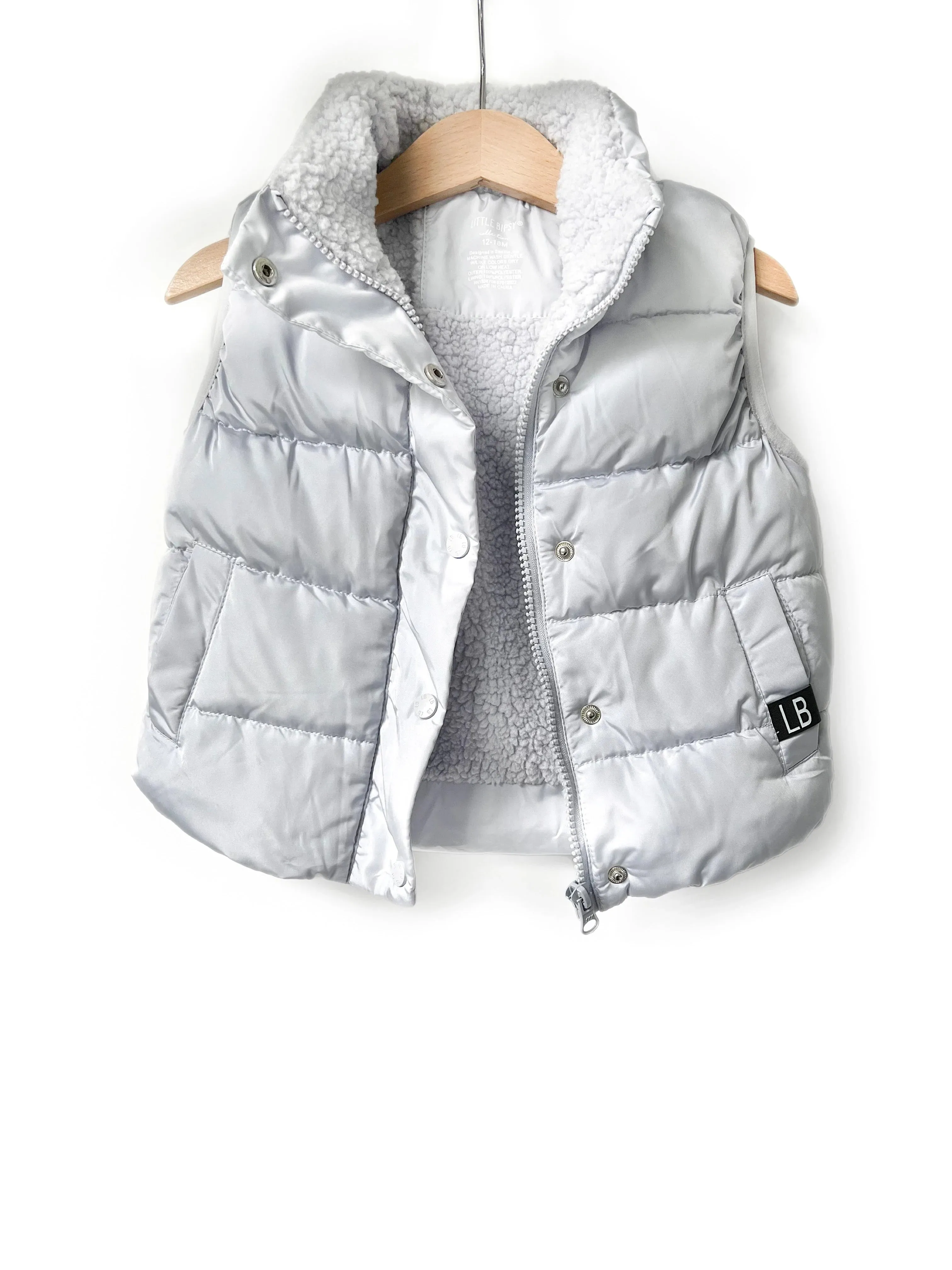 Little Bipsy Sherpa Lined Puffer Vest - Ice