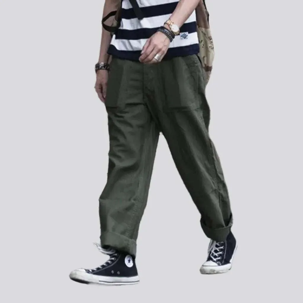 Loose high-waist men's denim pants