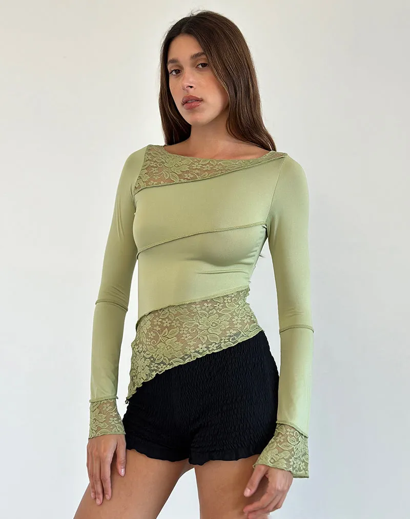 Lucca Long Sleeve Top in Lace Sage