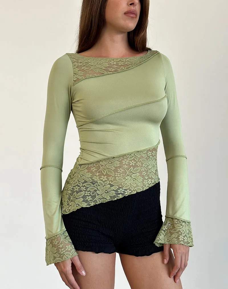 Lucca Long Sleeve Top in Lace Sage