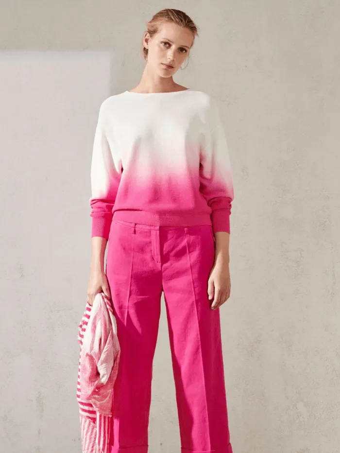 Luisa Cerano S Pink and White Ombré Gradient Knit Jumper 138864/5866