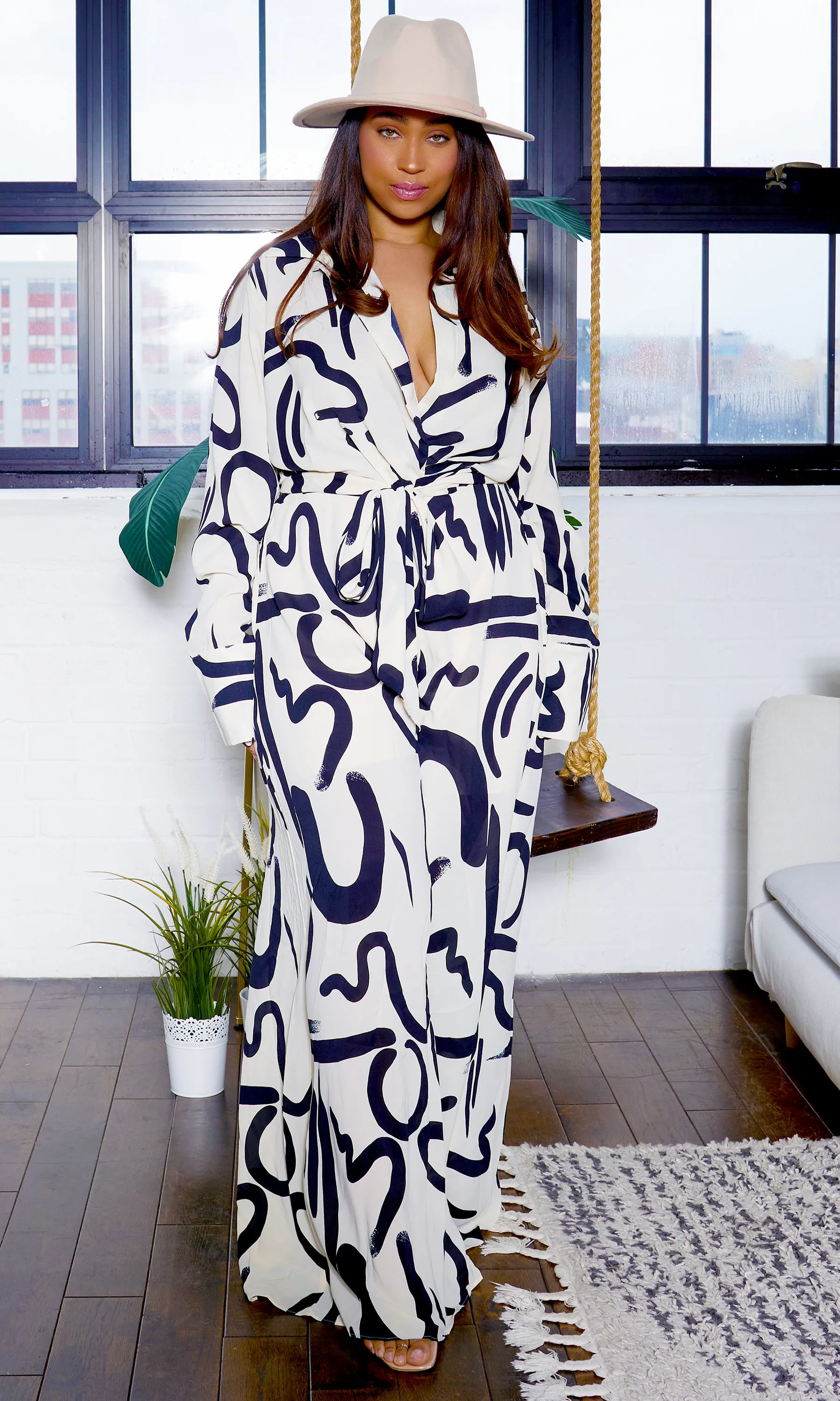 Lush Linad Print | Jumpsuit-Ivory Black