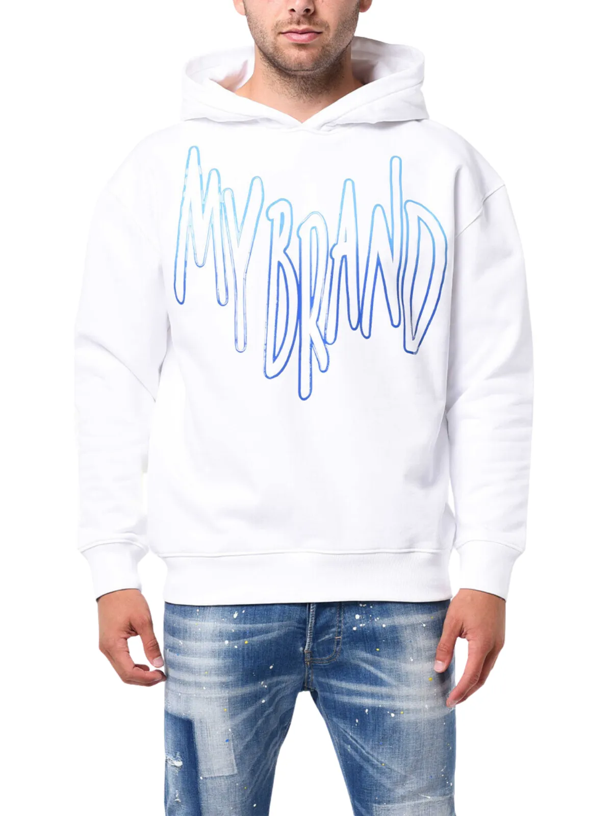 MB LOGO OCEAN BLUE GRADIENT HOODIE | WHITE