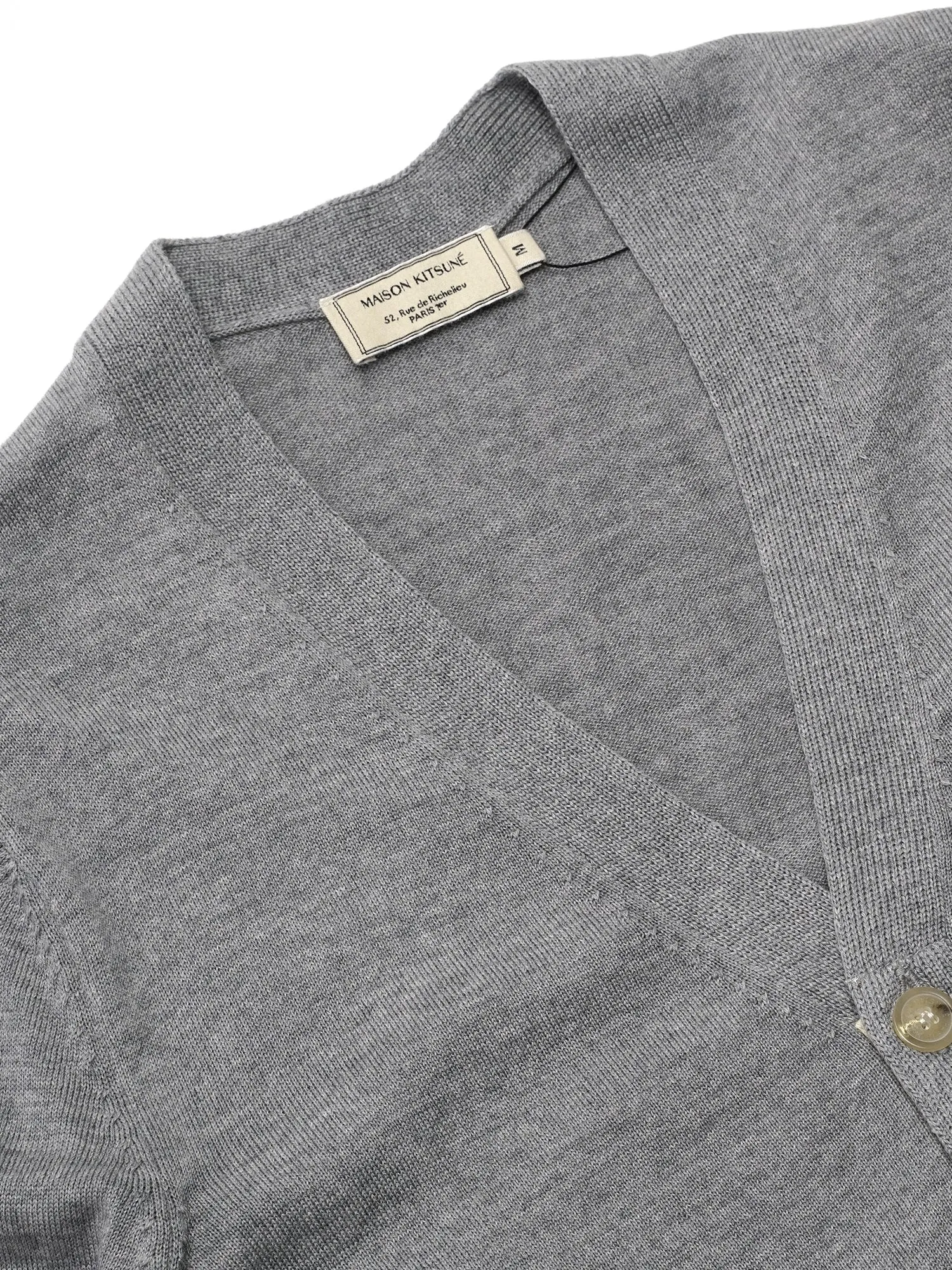 M_CLASSIC CARDIGAN TRICOLOR FOX PATCH_GREY MEL