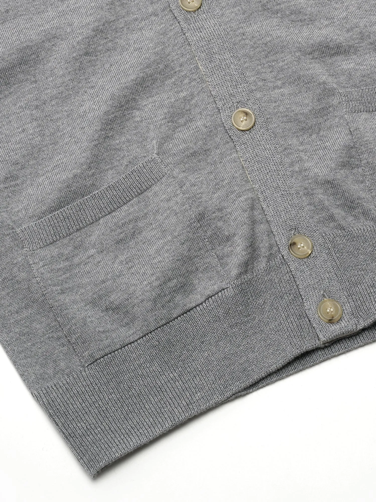 M_CLASSIC CARDIGAN TRICOLOR FOX PATCH_GREY MEL