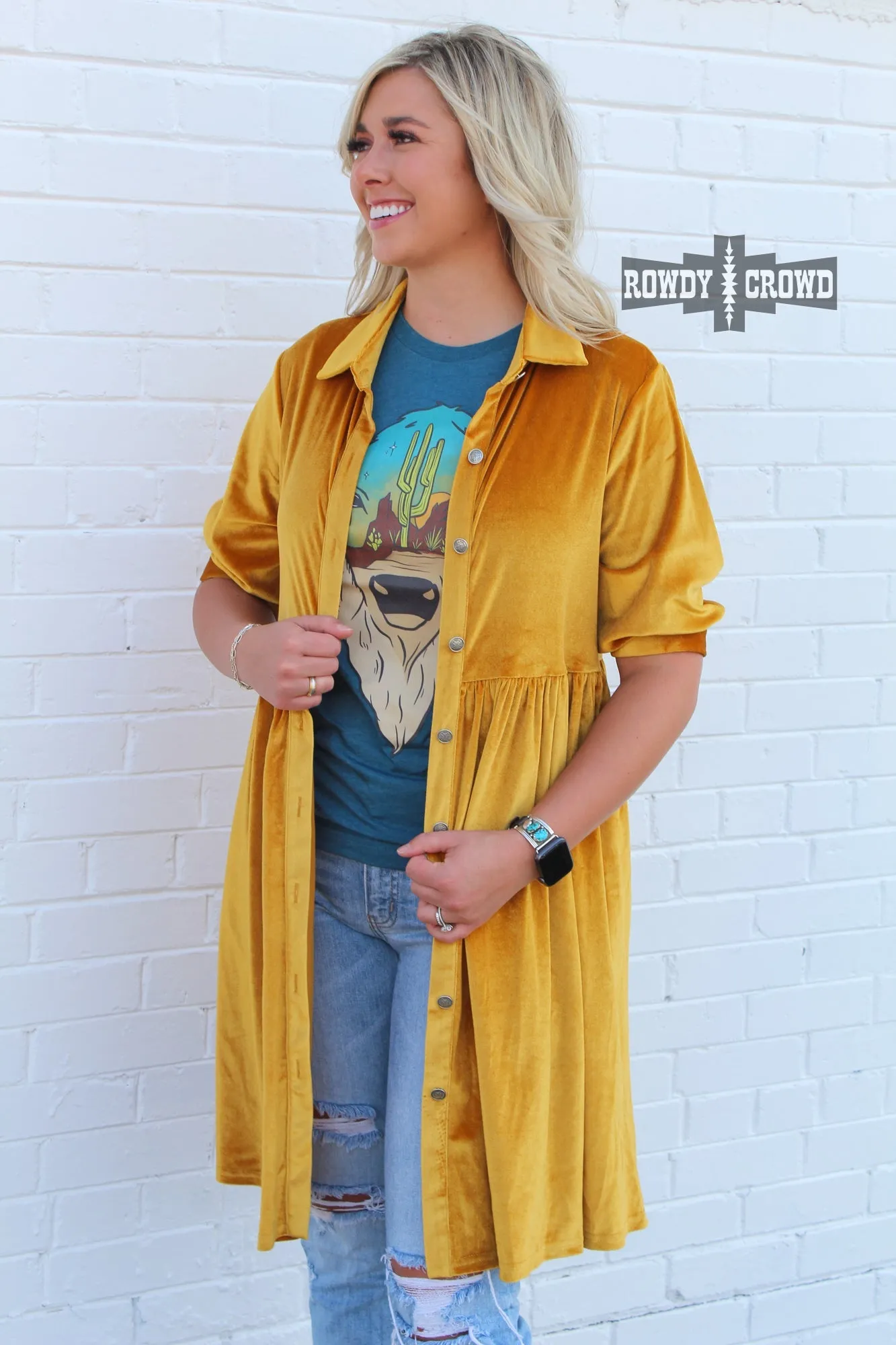 Melrose Mustard Velvet Dress/ Duster