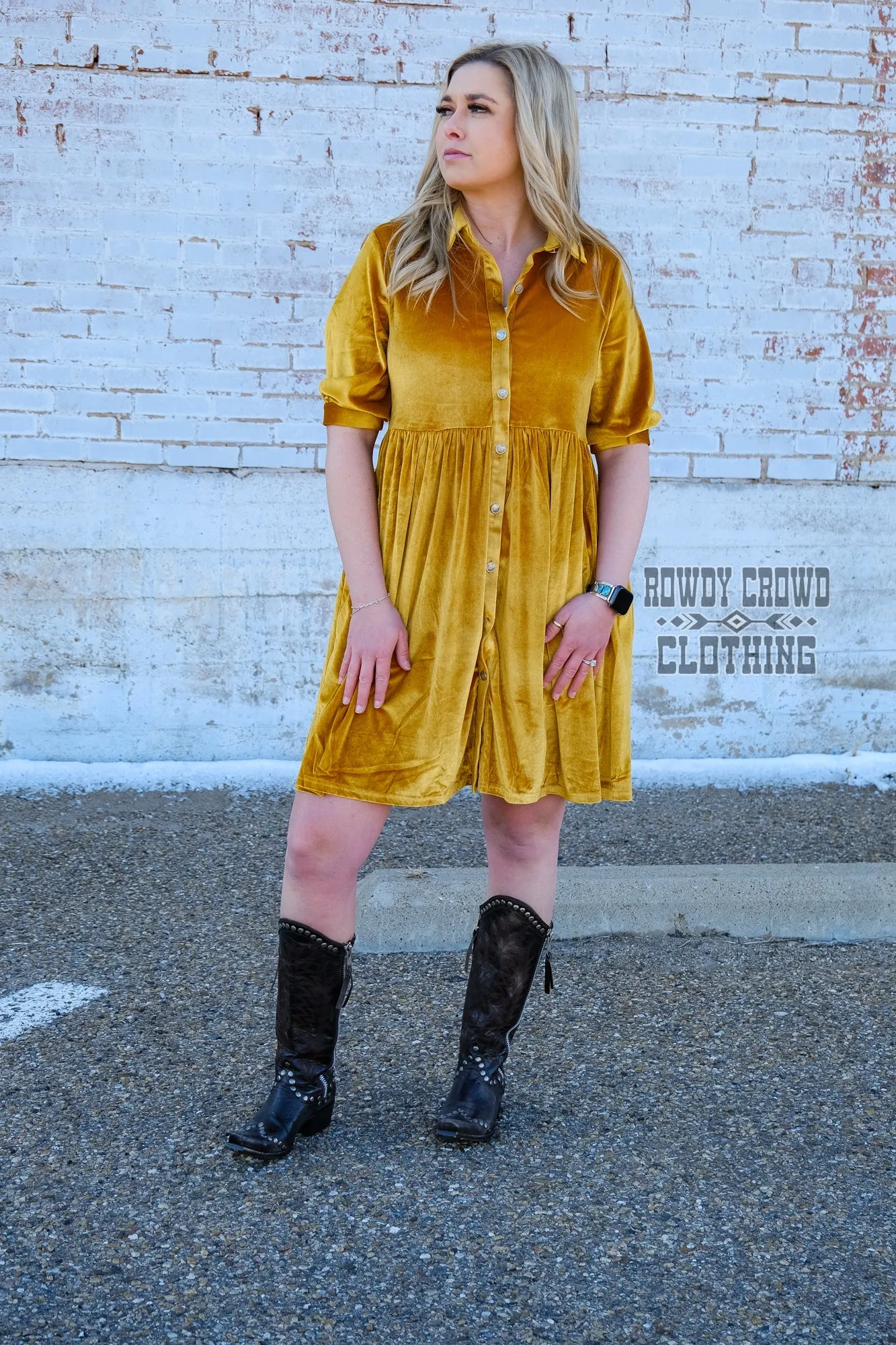 Melrose Mustard Velvet Dress/ Duster