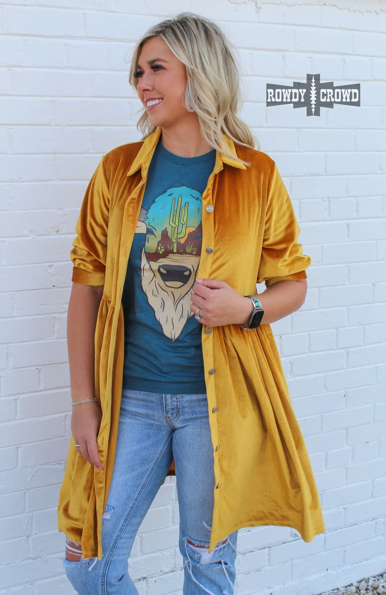 Melrose Mustard Velvet Dress/ Duster