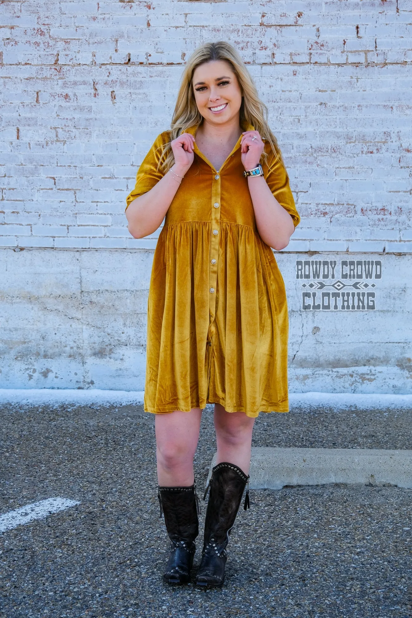 Melrose Mustard Velvet Dress/ Duster