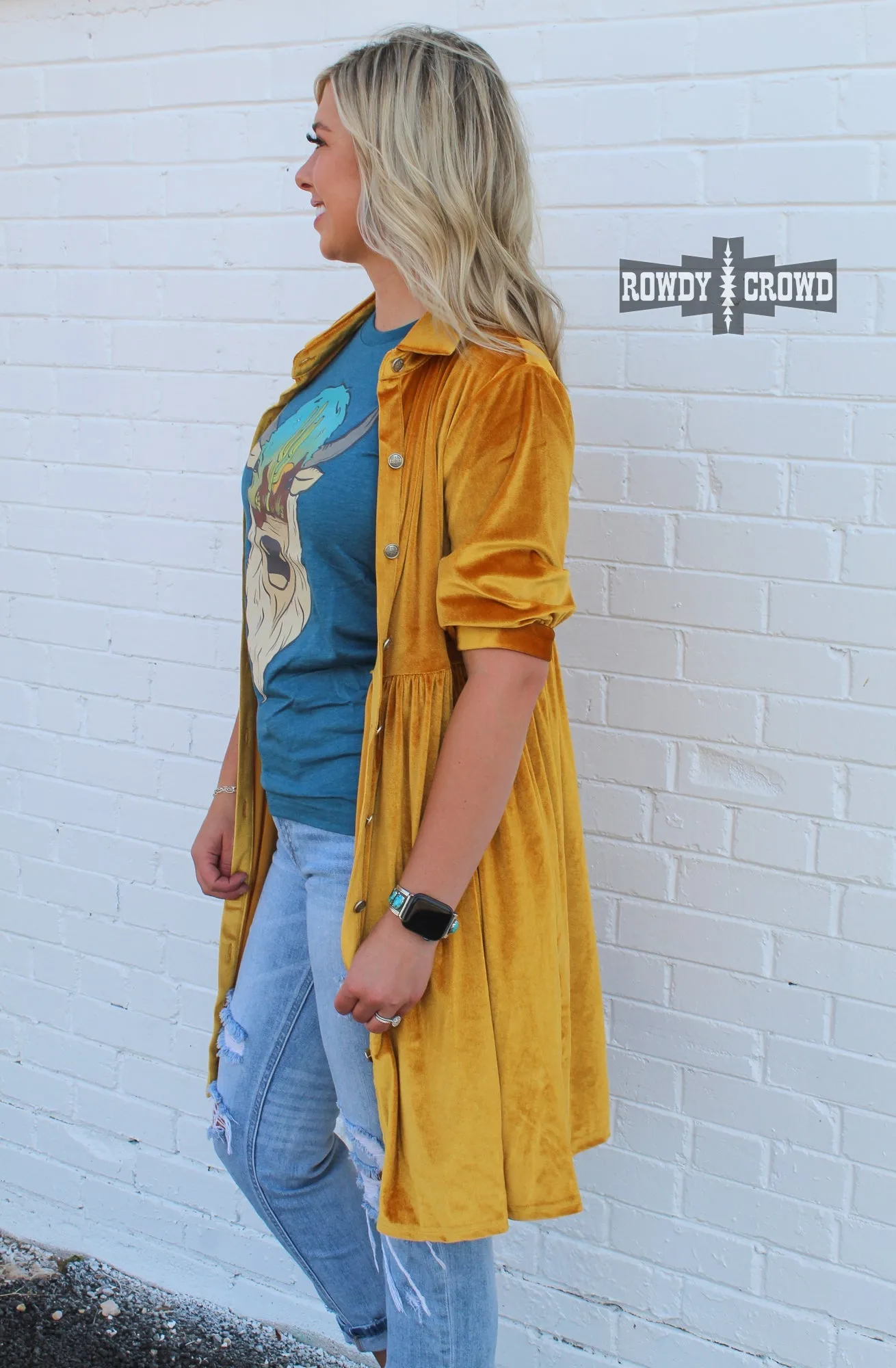 Melrose Mustard Velvet Dress/ Duster