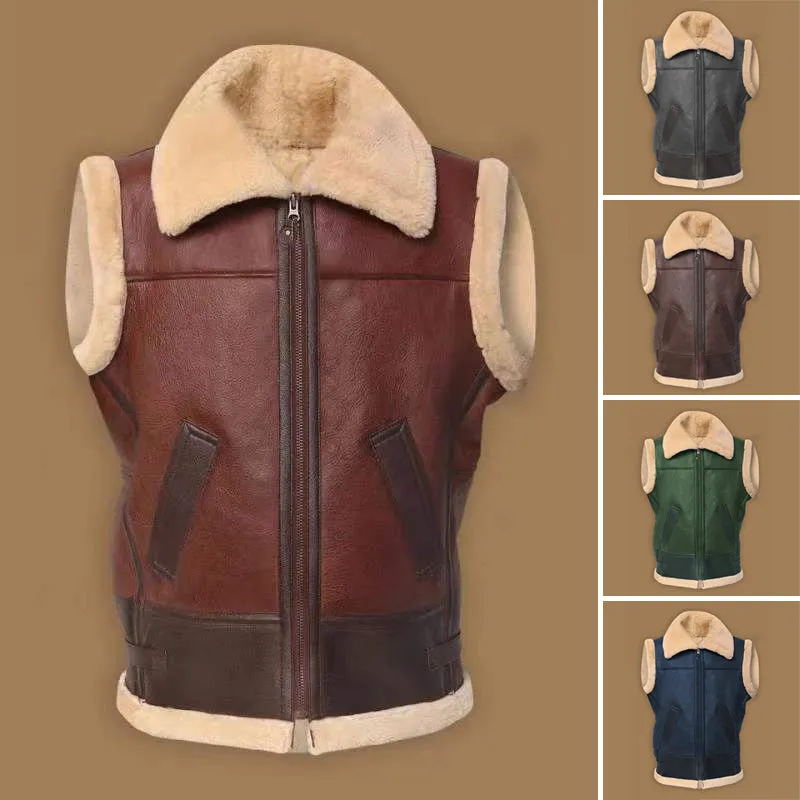 Men Brown Shearling Vest