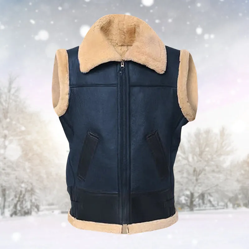 Men Brown Shearling Vest