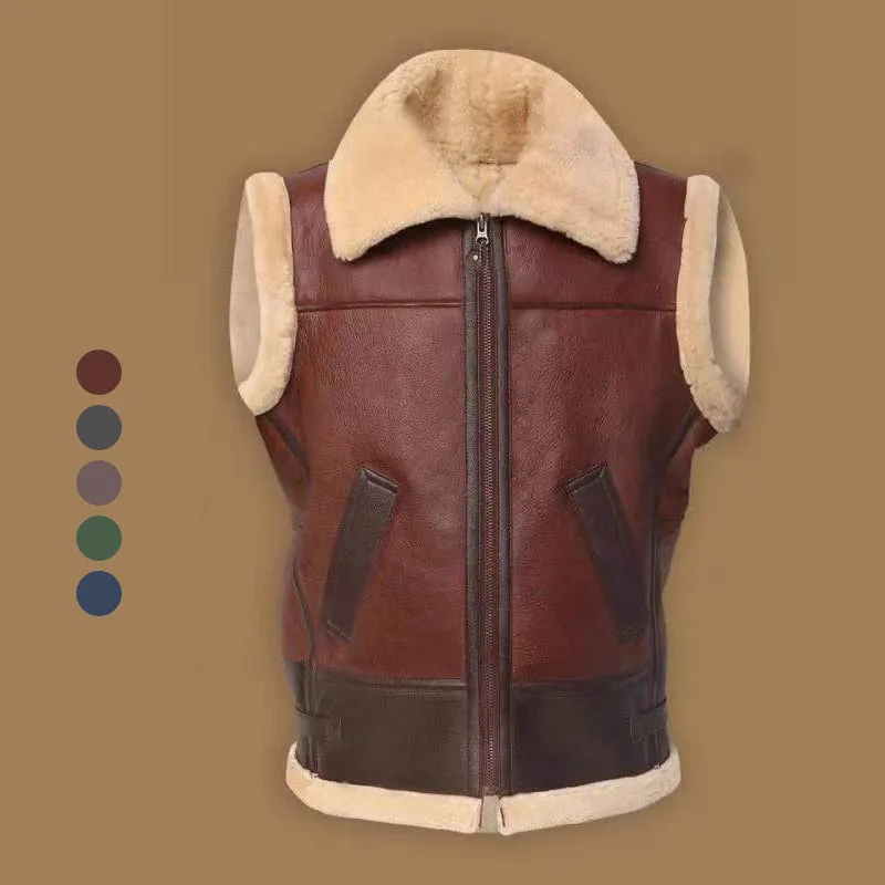 Men Brown Shearling Vest