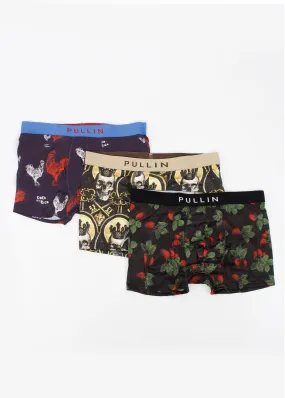 Men's 3 Pack Graphic Printed Boxer Set,Multi