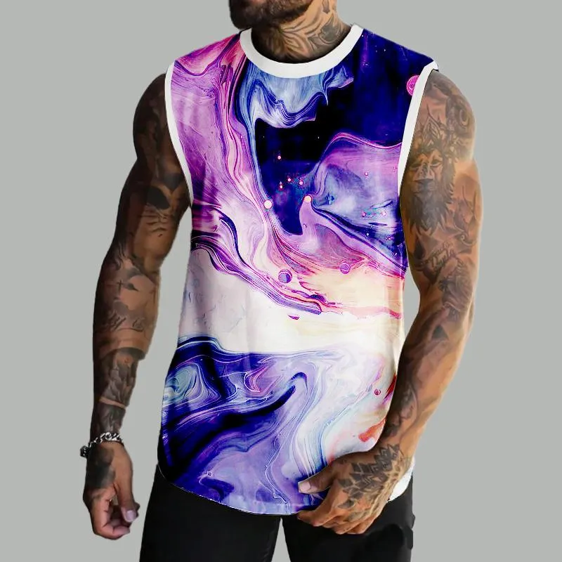 MEN'S BASIC PRINTED ROUND NECK VEST 48680953YM