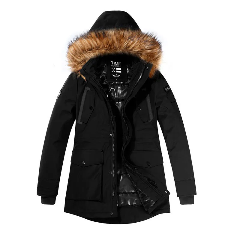 Men's large fur collar cotton jacket