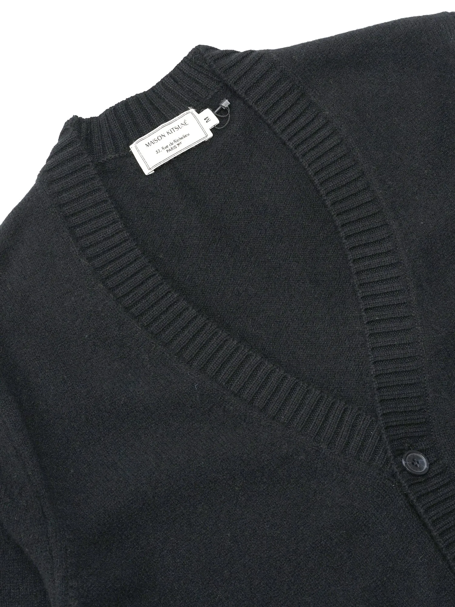 M_LAMBSWOOL CARDIGAN PROFILE FOX PATCH_BLACK