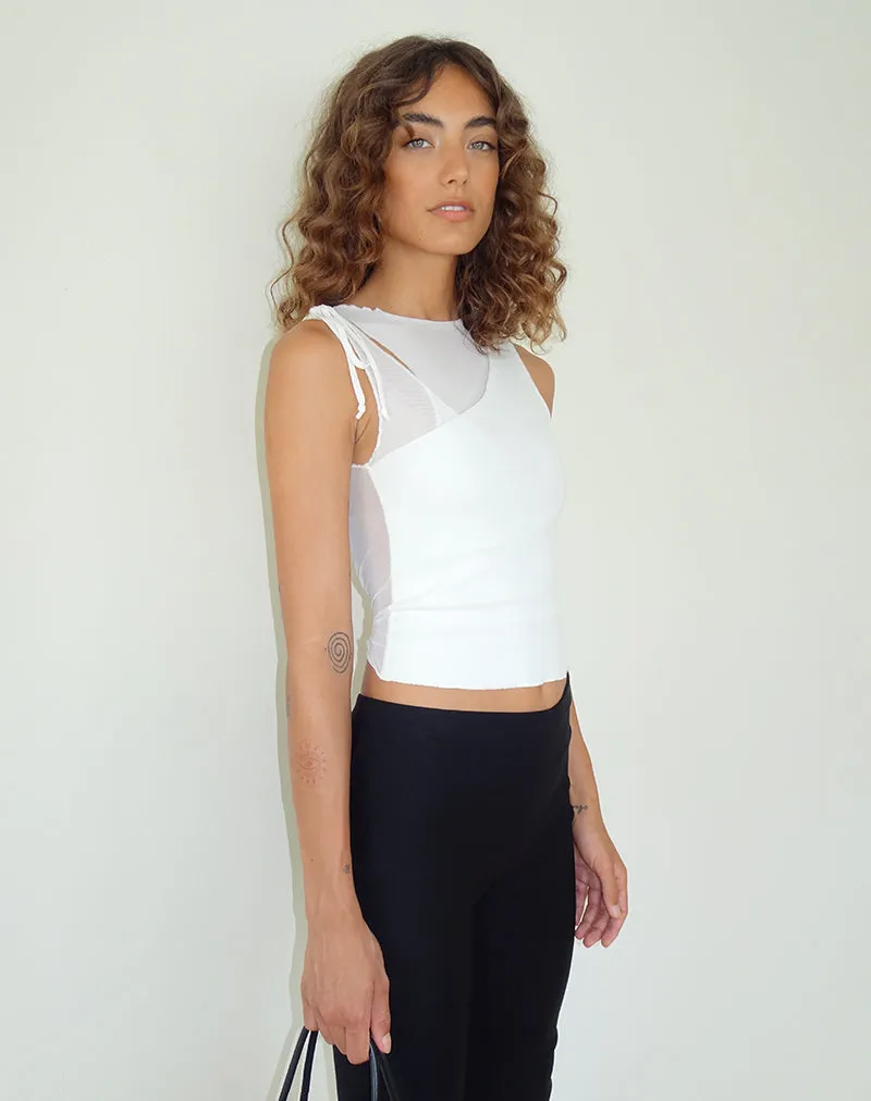 Moni Vest Top in Mesh Ivory