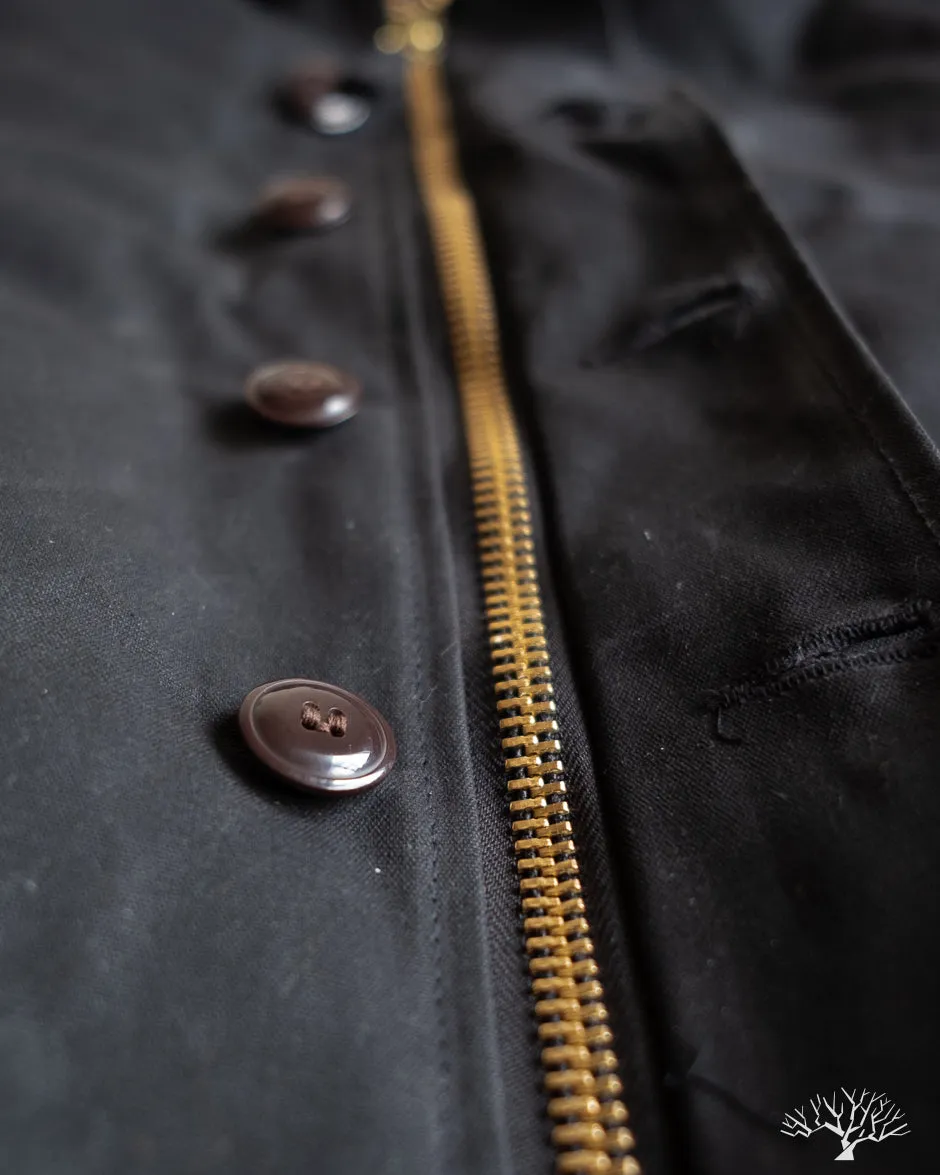 N-1 Deck Jacket - Black Waxed Canvas Kodiak Mouton (Modified)