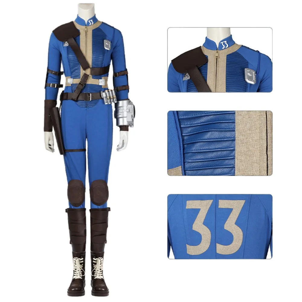 【New Arrival】Xcoser Fallout Lucy Cosplay Costume Jumpsuit Bodysuit Belt Accessories Full Set