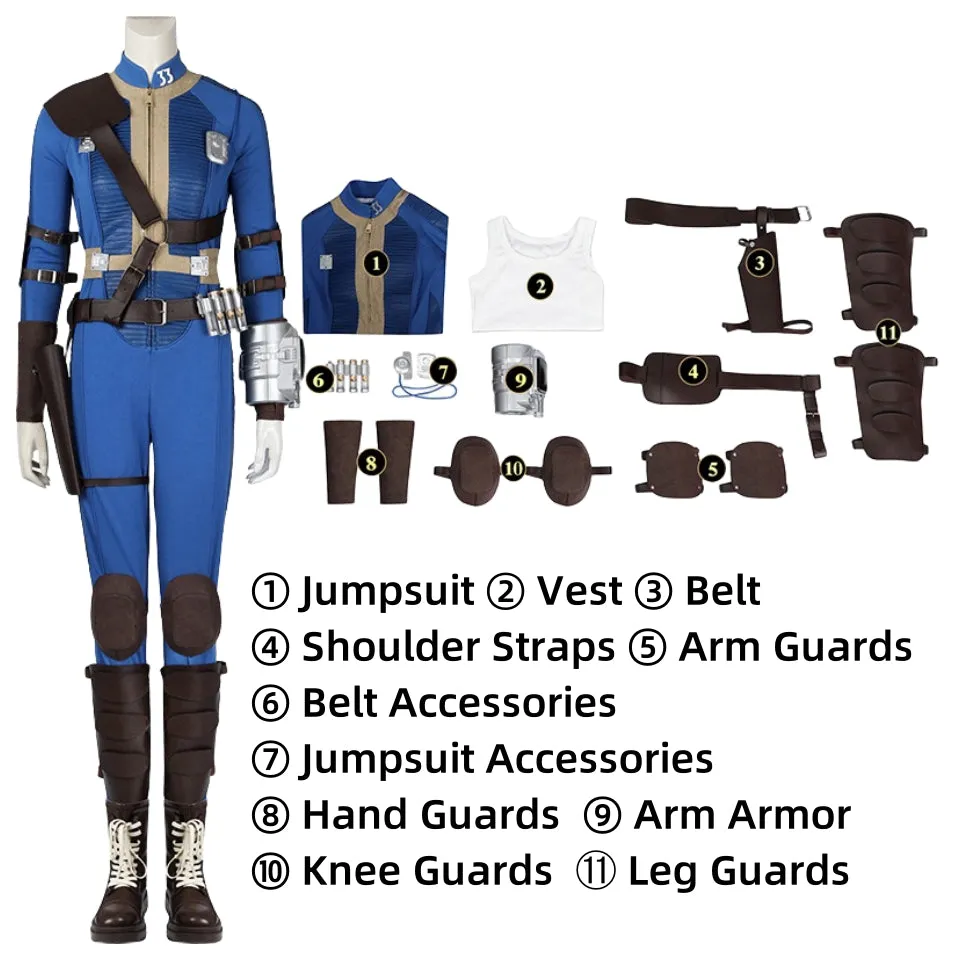 【New Arrival】Xcoser Fallout Lucy Cosplay Costume Jumpsuit Bodysuit Belt Accessories Full Set