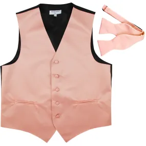 New Men's Formal Vest Tuxedo Waistcoat with free style selftie Bowtie misty pink