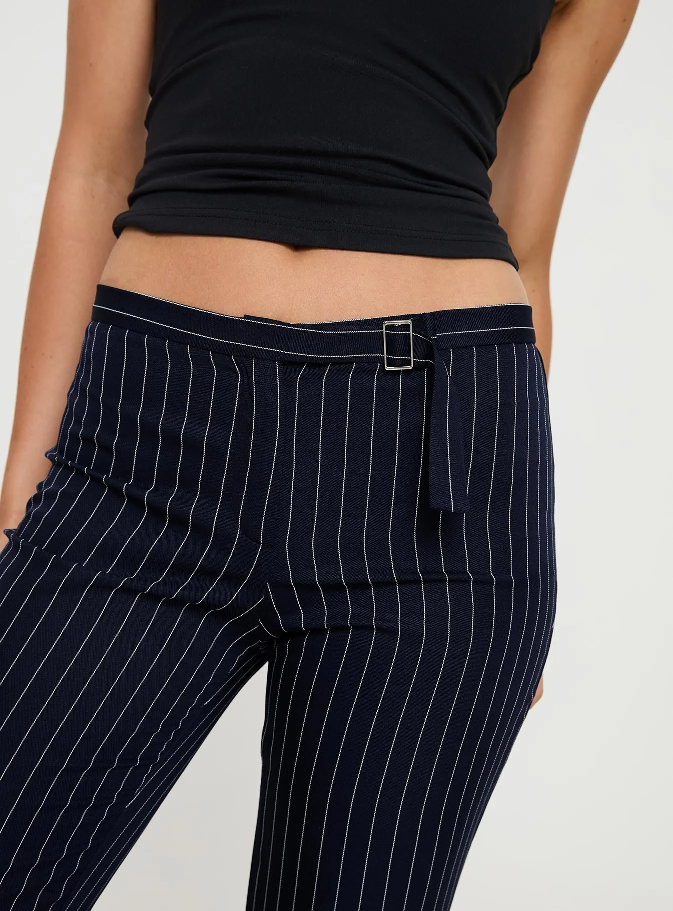 No One Low Waist Pinstripe Pants Navy