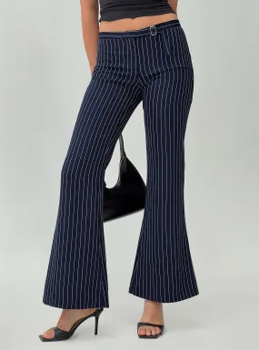 No One Low Waist Pinstripe Pants Navy