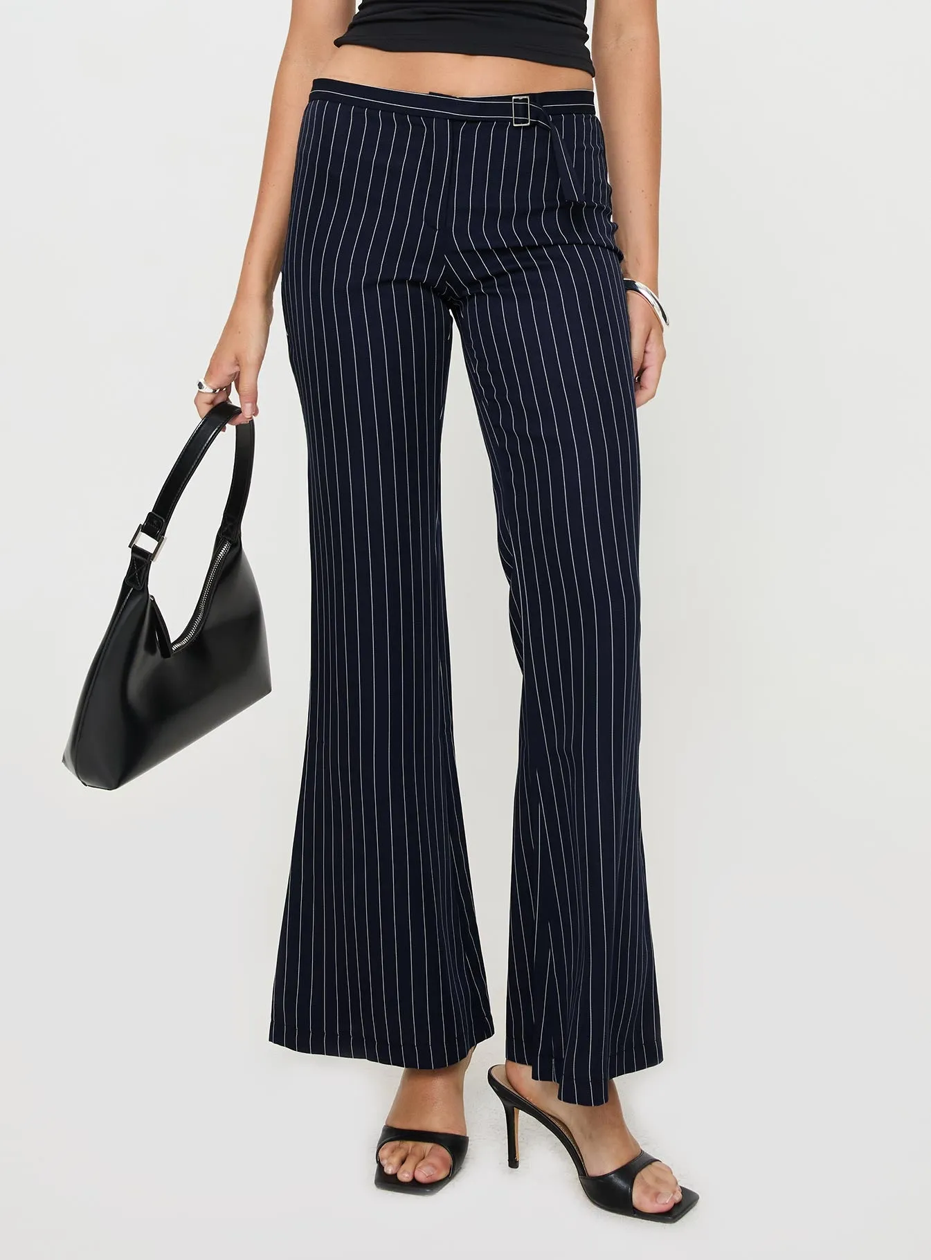 No One Low Waist Pinstripe Pants Navy