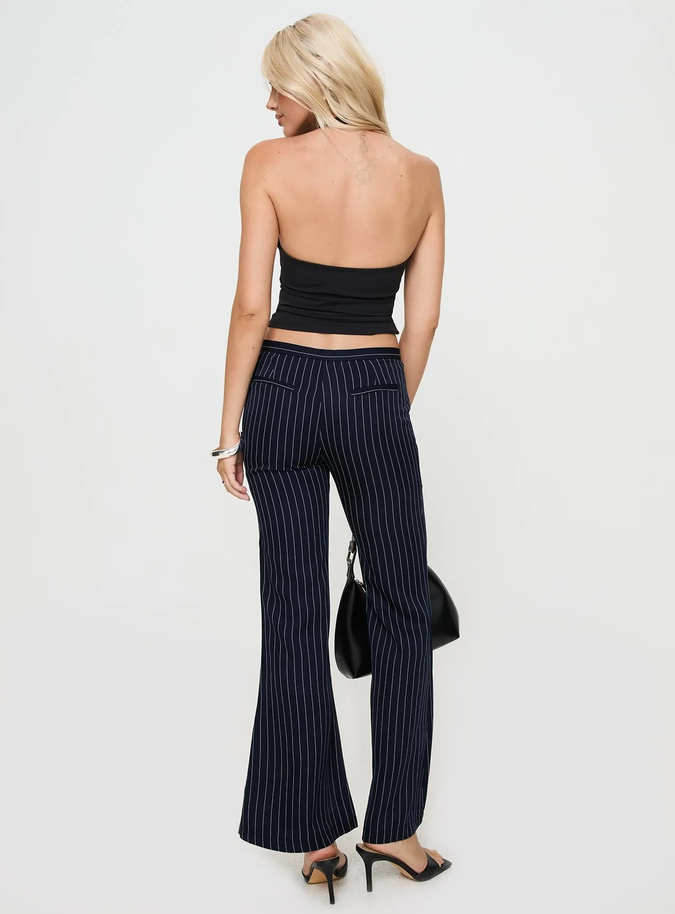 No One Low Waist Pinstripe Pants Navy