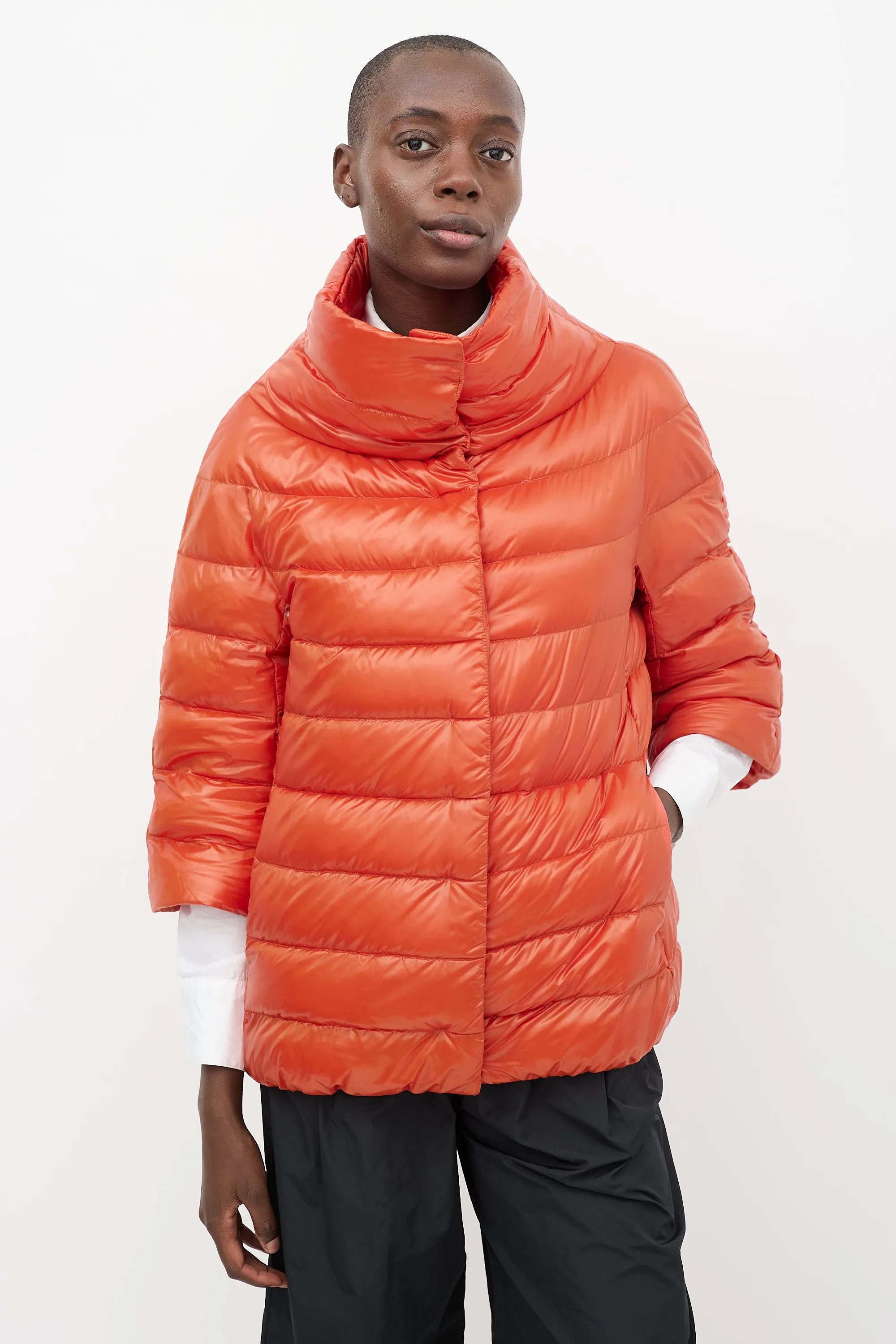 Orange Quilted Down Sofia Jacket