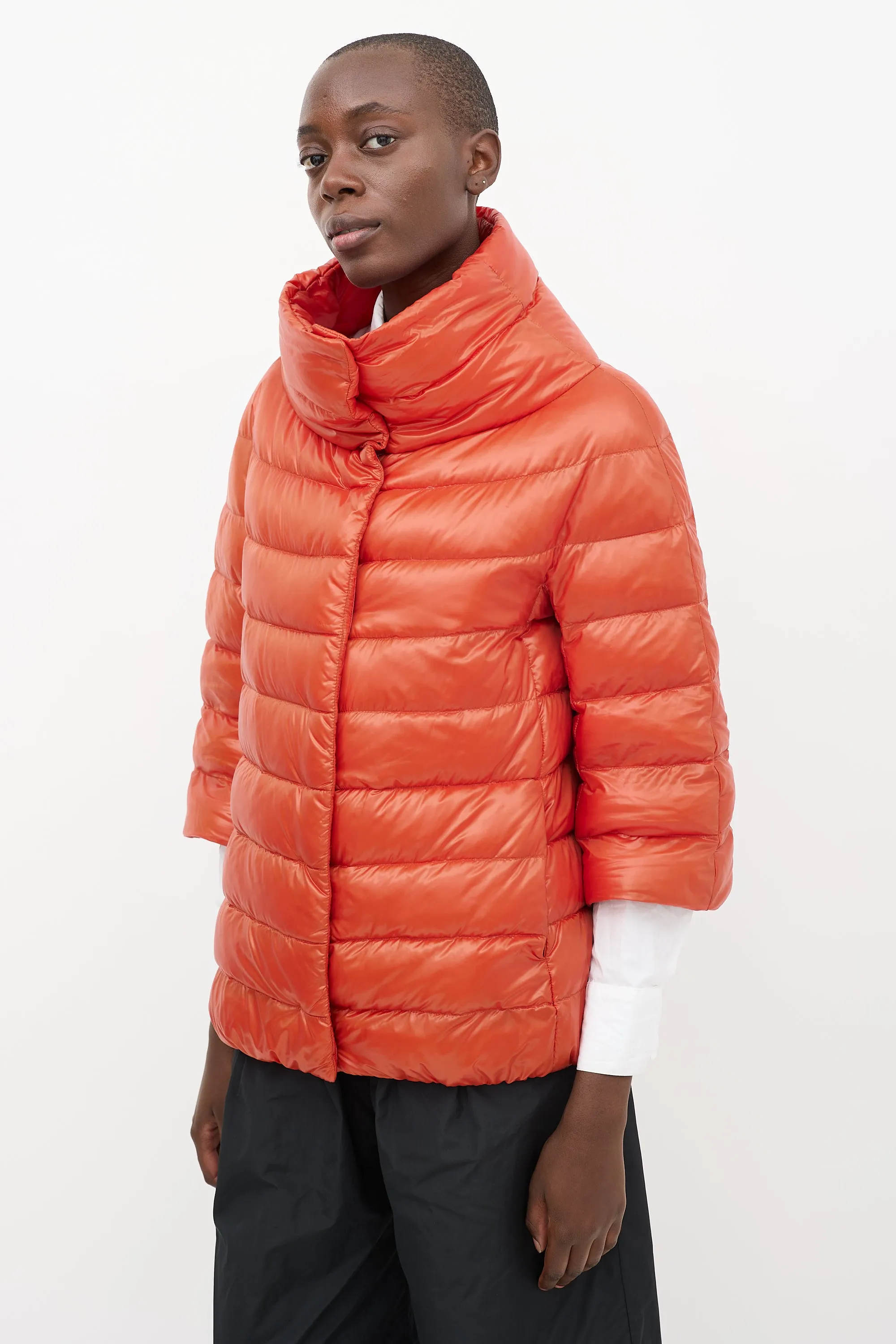 Orange Quilted Down Sofia Jacket