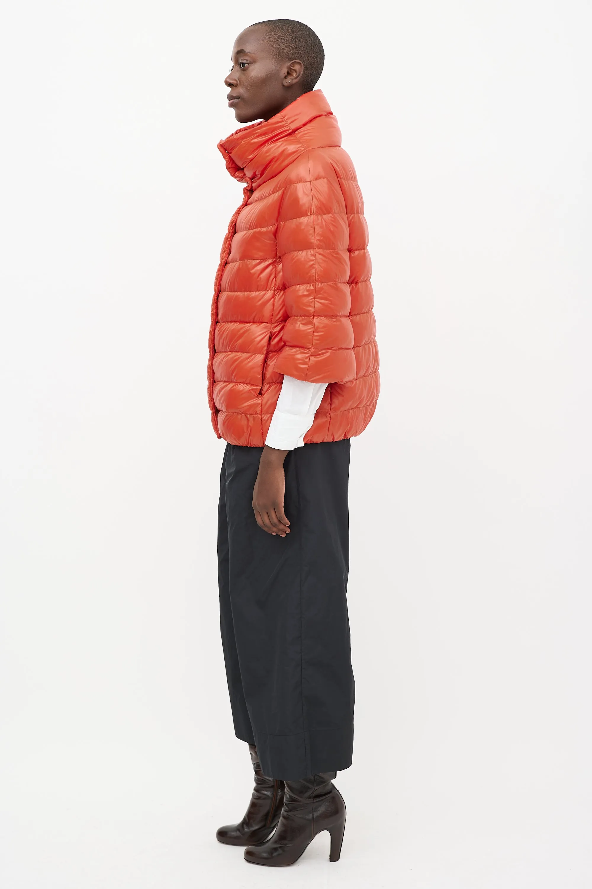 Orange Quilted Down Sofia Jacket