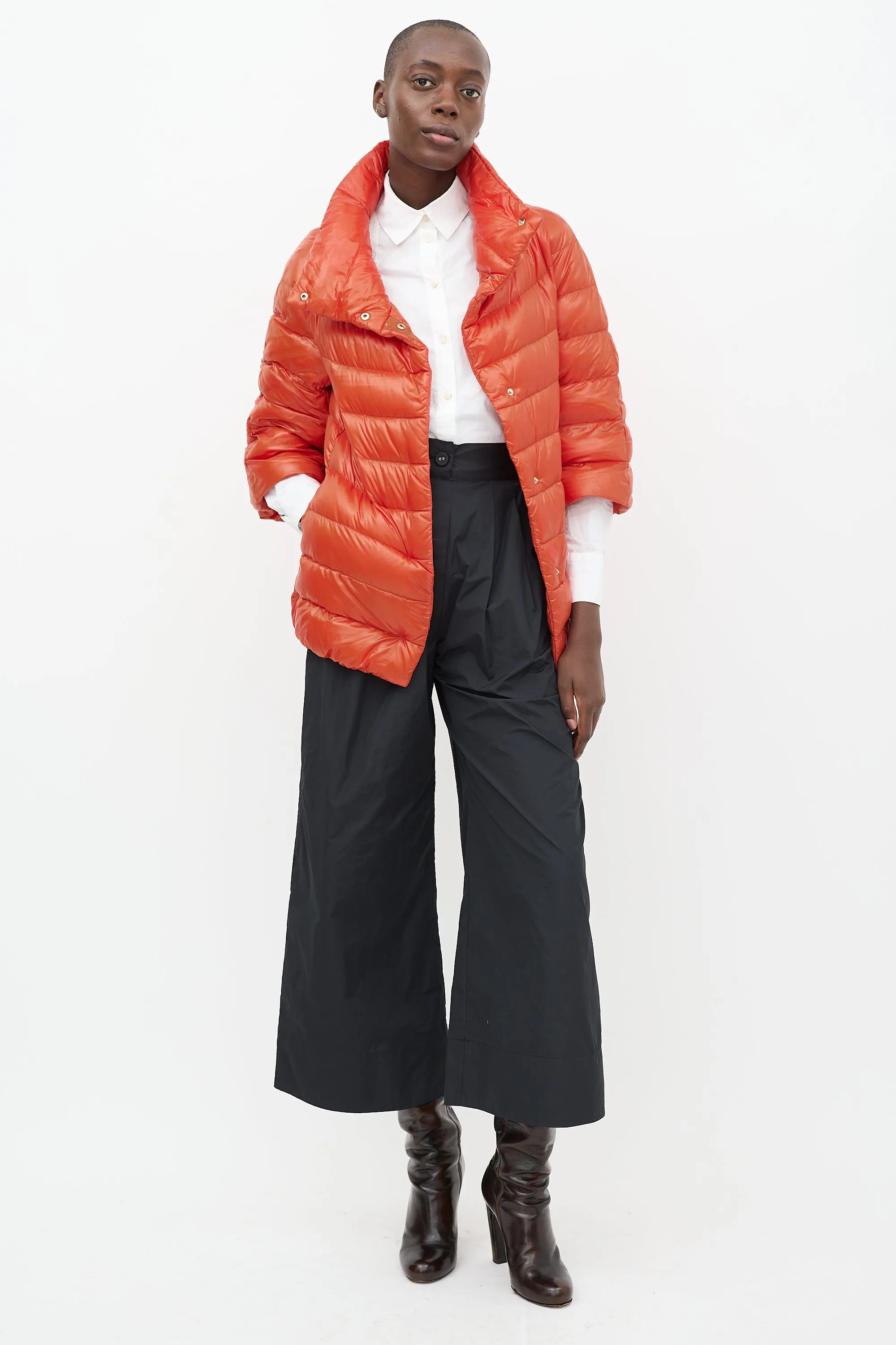 Orange Quilted Down Sofia Jacket