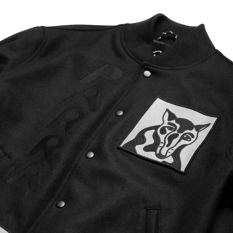 Parra Dog Faced Varsity Jacket - Black