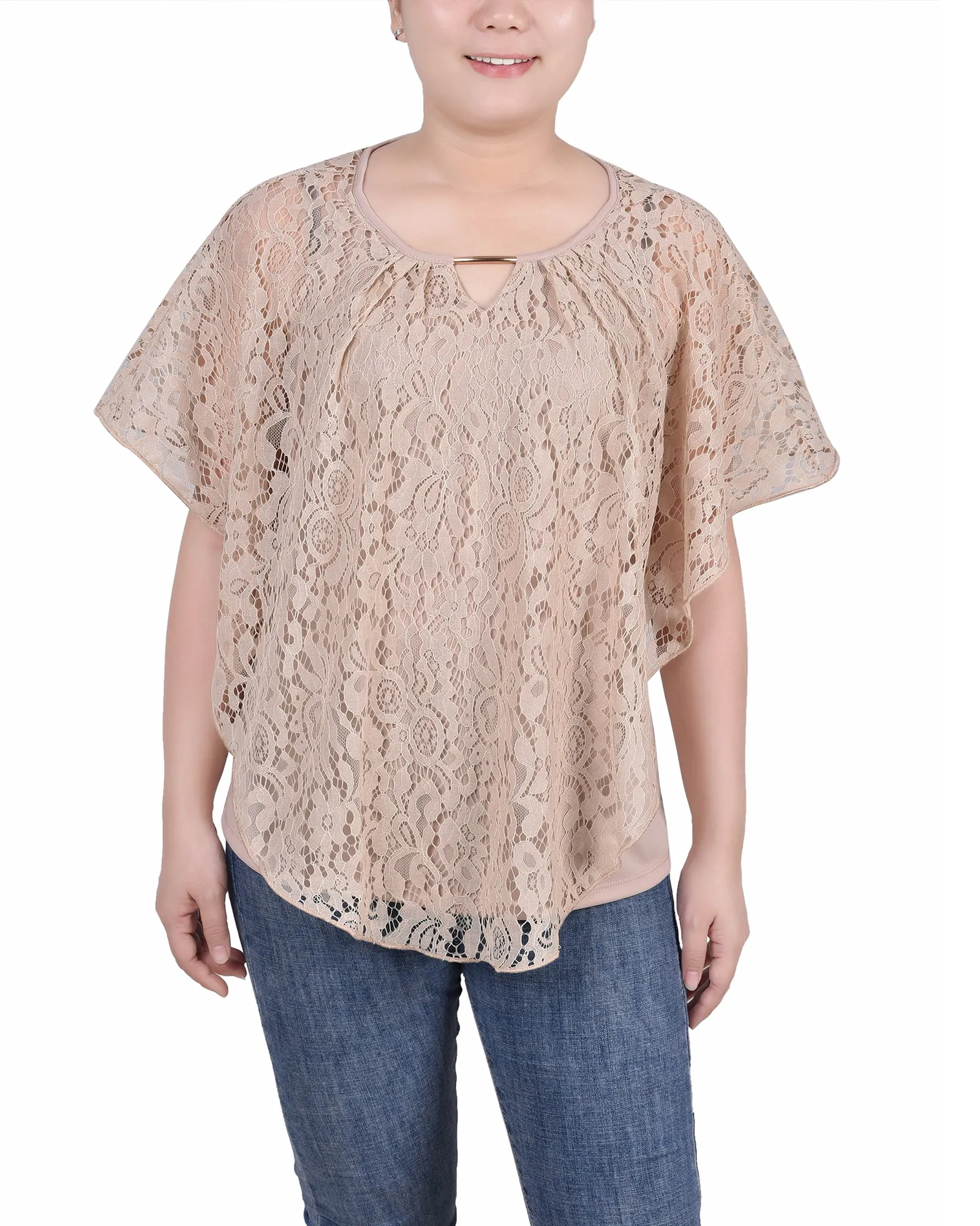 Petite Lace Poncho With Bar