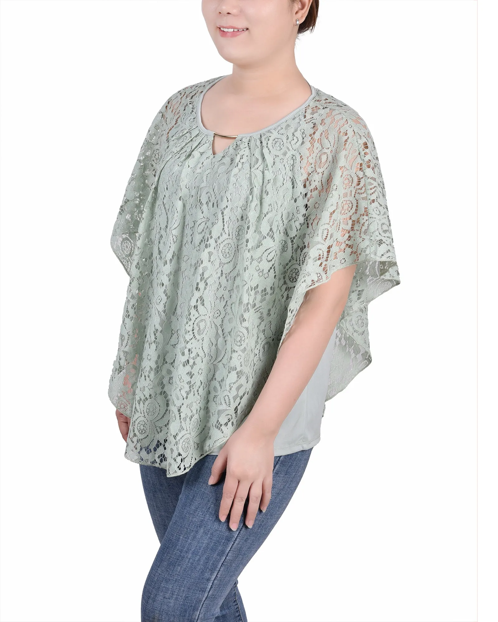 Petite Lace Poncho With Bar