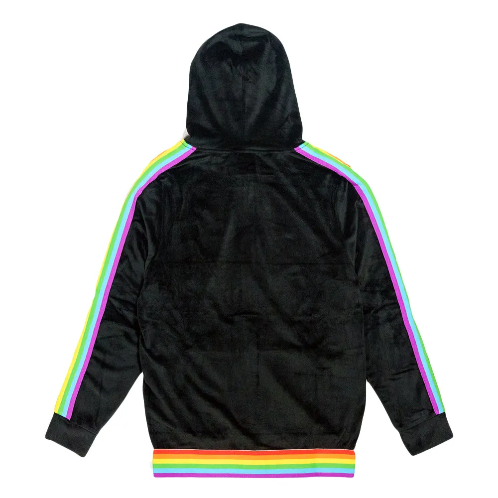 Pink Floyd DSOTM V2 Black Rainbow Velour Womens Zip Up Hoodie