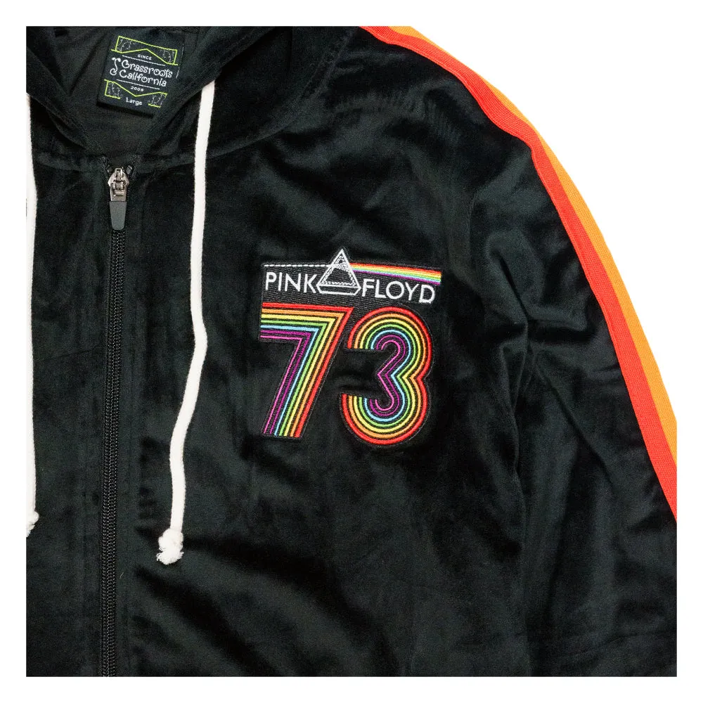 Pink Floyd DSOTM V2 Black Rainbow Velour Womens Zip Up Hoodie