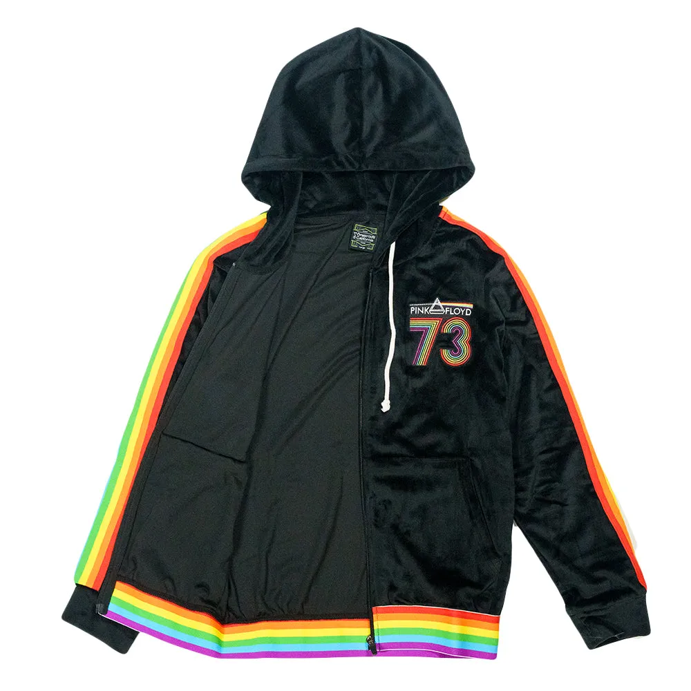 Pink Floyd DSOTM V2 Black Rainbow Velour Womens Zip Up Hoodie