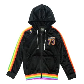 Pink Floyd DSOTM V2 Black Rainbow Velour Womens Zip Up Hoodie