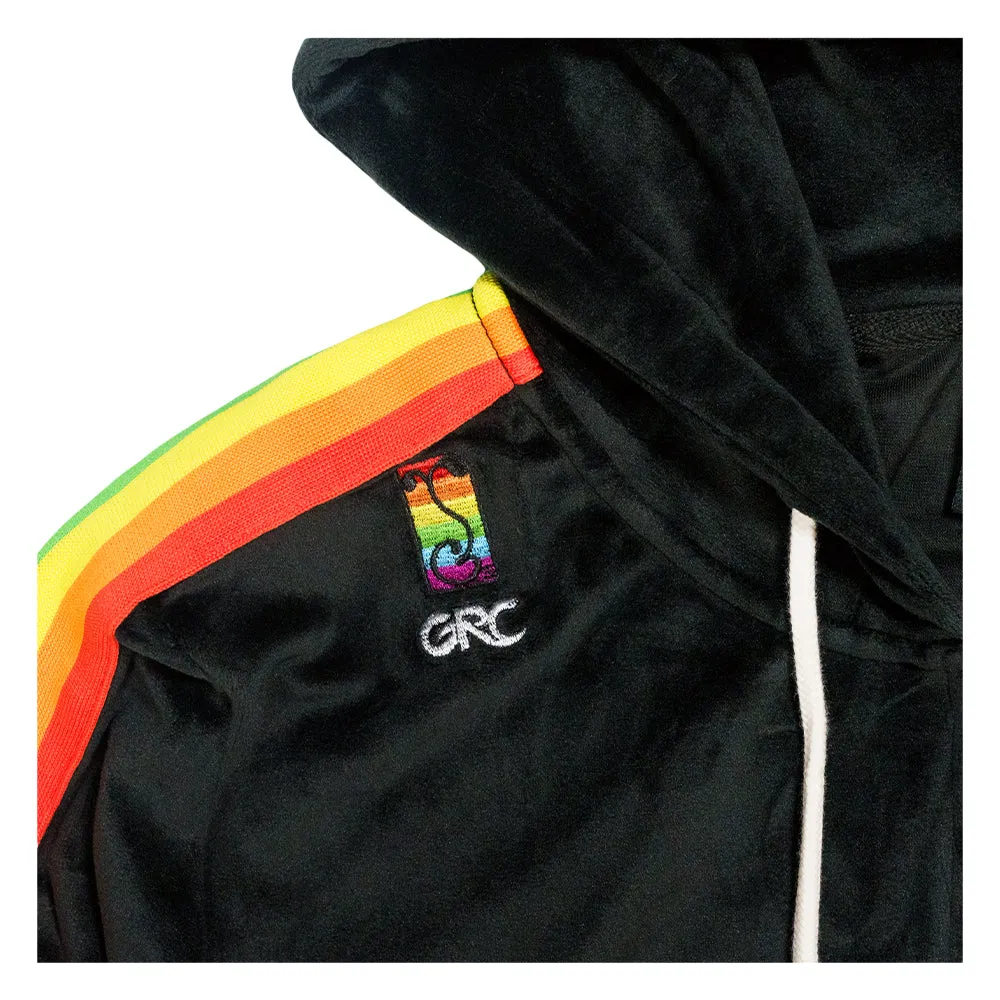 Pink Floyd DSOTM V2 Black Rainbow Velour Womens Zip Up Hoodie