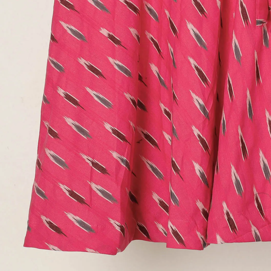 Pink - Pochampally Ikat Cotton Wrap Around Skirt