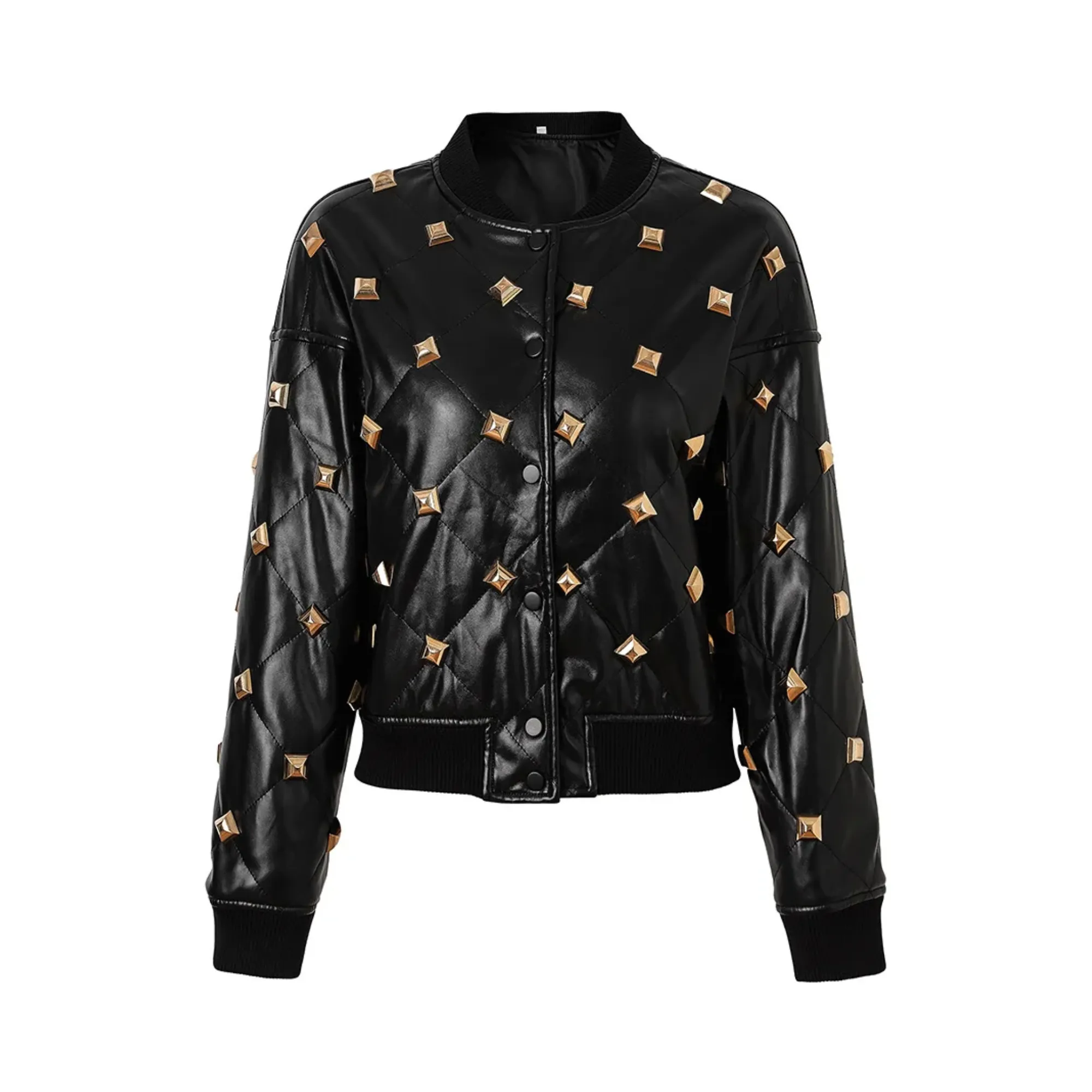 Pre Order:  Diamond Quilted Press Studs Jacket