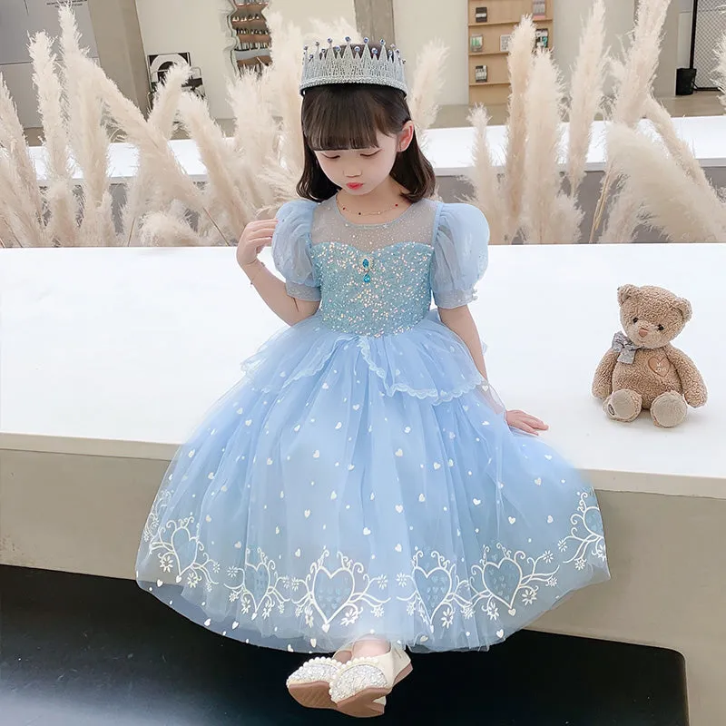 Princess Elsa Dress  New Girls' Ice and Snow Dress Dress Performance Skirt in Stock Direct Supply