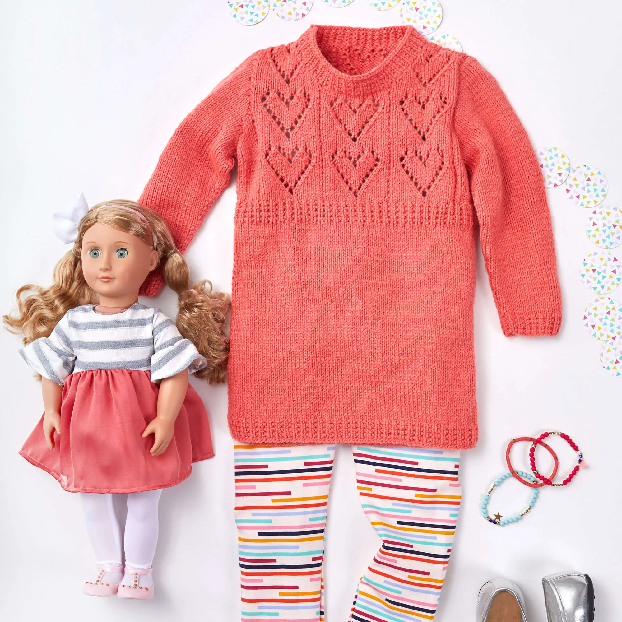 Red Heart Knit Child's Heart Yoke Tunic