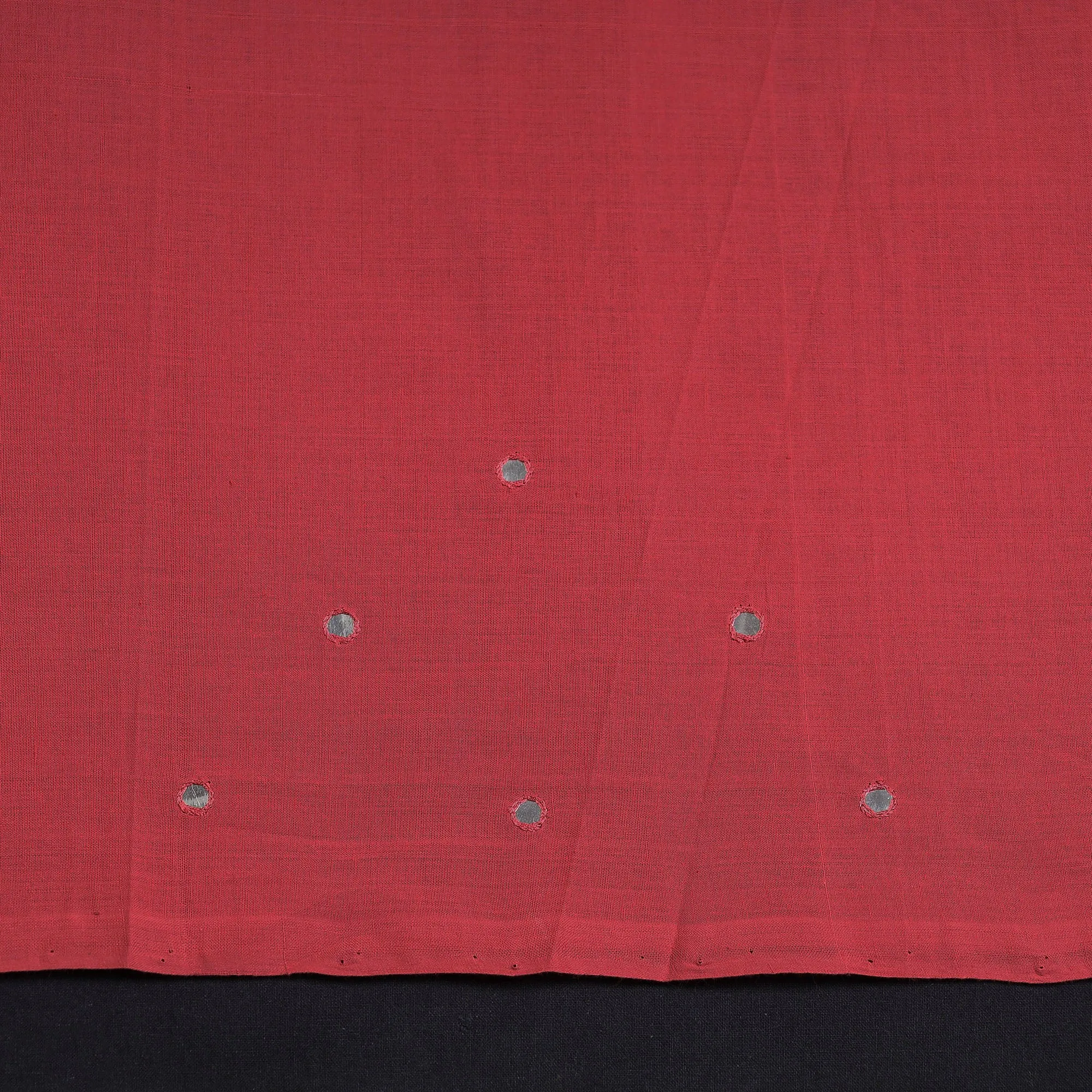 Red - Mangalagiri Cotton Sequin Work Kurta Material